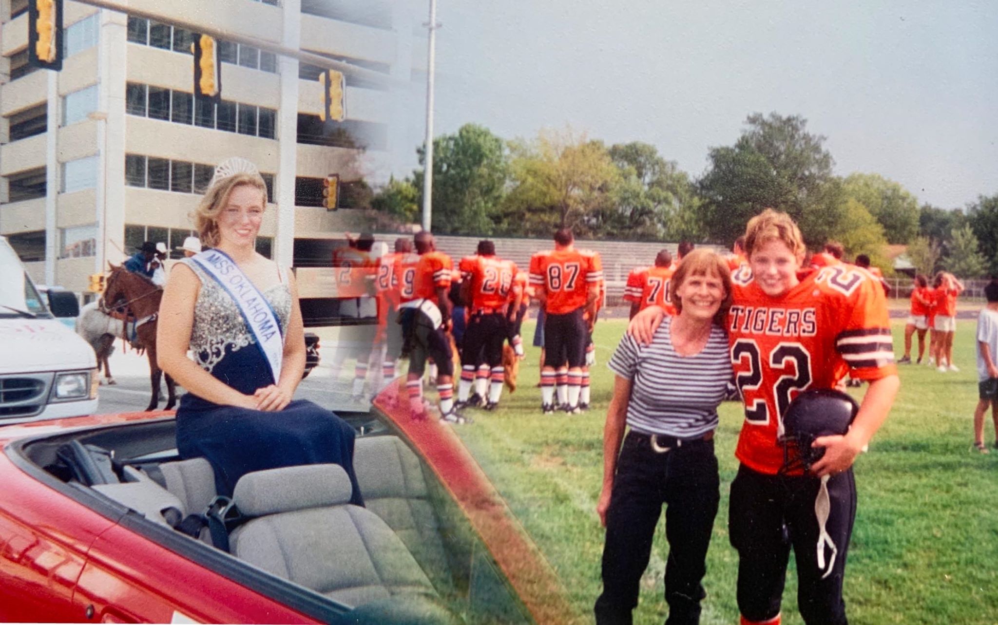 Joy Auburn in high school: beauty queen and linebacker.